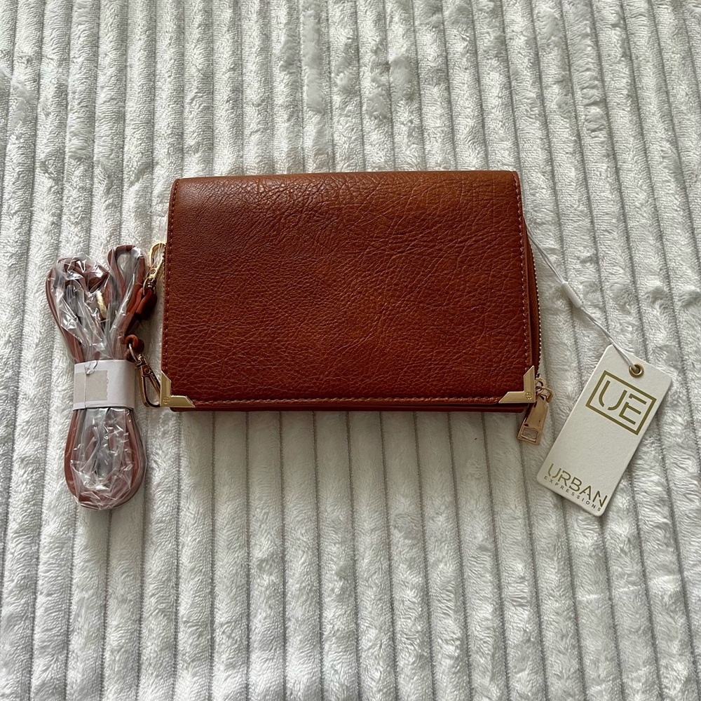 Urban Expressions Brown Vegan Leather Women's Crossbody - Picture 2 of 4